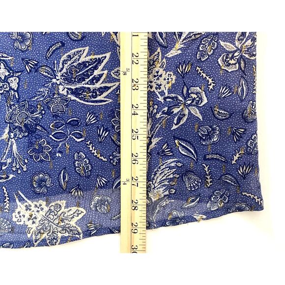 NWT Lane Bryant Blue Paisley Lurex Ruffle V Neck Chiffon Plus Blouse Lined 22/24 - Picture 12 of 12
